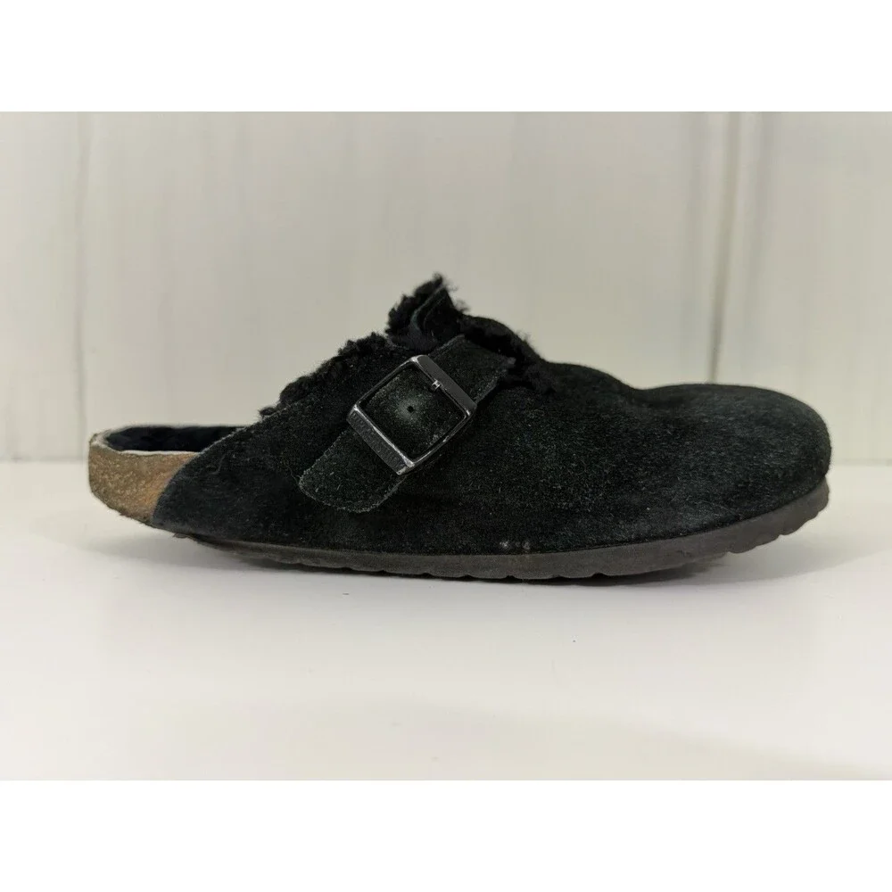 Birkenstock Boston Shearling Lined Clog Black Suede EU 40 US 9-9.5 Slow Fashion
